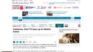Indiatimes, Dish TV team up for Mobile Active - The Economic Times