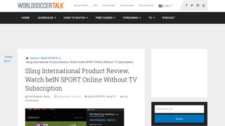 Sling International Product Review; Watch beIN ... - World Soccer Talk