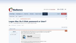 Logon Mac Os X Disk password or User? | MacRumors Forums