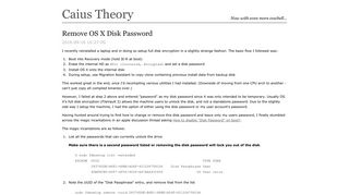 Remove OS X Disk Password - CaiusTheory