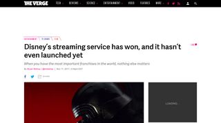 Disney's streaming service has won, and it hasn't even launched yet ...