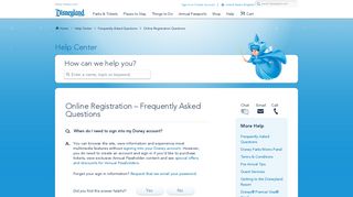 Online Registration Sign In | FAQ | Disneyland Resort