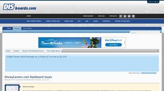 DisneyCareers.com Dashboard issues | The DIS Disney Discussion ...