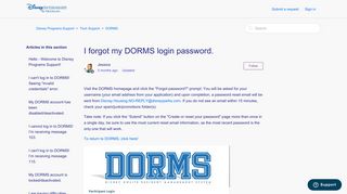 I forgot my DORMS login password. – Disney Programs Support