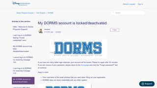 My DORMS account is locked/deactivated. – Disney Programs Support
