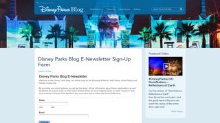 Disney Parks Blog E-Newsletter Sign-Up Form