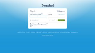 Sign In or Create Account - Disneyland