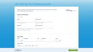 Account Registration | Walt Disney World Resort