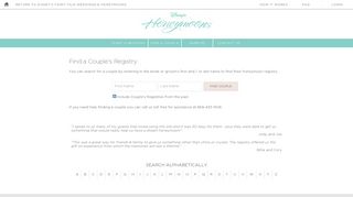 Disney Parks and Resorts Honeymoon Registry Couple Search