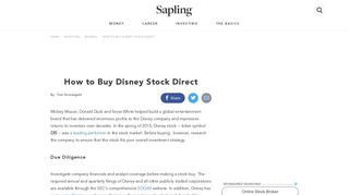 How to Buy Disney Stock Direct | Sapling.com