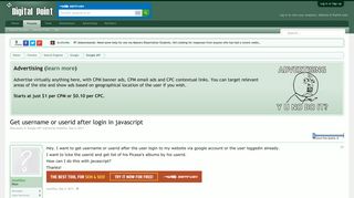 Get username or userid after login in javascript - Digital Point ...