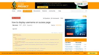 how to display username on sucess page - CodeProject