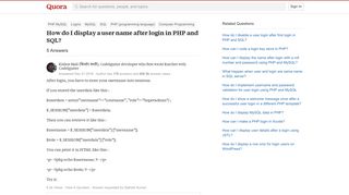 How to display a user name after login in PHP and SQL - Quora