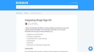 Integrating Single Sign-On | Disqus
