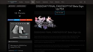 DISSIDIA® FINAL FANTASY® NT Beta Sign Up PS4 | Alienware Arena
