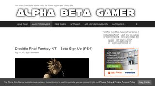 Dissidia Final Fantasy NT – Beta Sign Up (PS4) | Alpha Beta Gamer