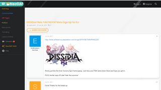 DISSIDIA FINAL FANTASY NT Beta Sign Up for EU | NeoGAF