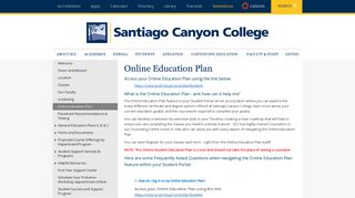 Online Education Plan - Santiago Canyon College