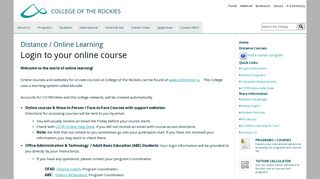 Login to your online course - Distance / Online Learning - College of ...