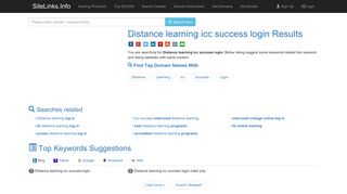Distance learning icc success login Results For Websites Listing