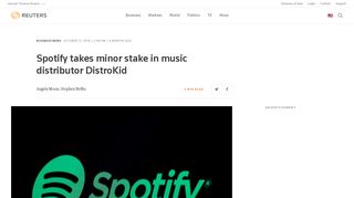 Spotify takes minor stake in music distributor DistroKid | Reuters