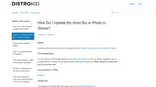 How Do I Update My Artist Bio or Photo in Stores? – DistroKid