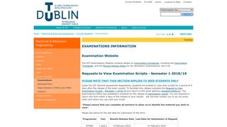 DIT Dublin Institute of Technology - Examinations
