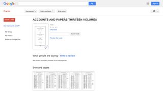 ACCOUNTS AND PAPERS THIRTEEN VOLUMES
