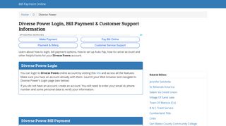 Diverse Power Login, Bill Payment & Customer Support Information