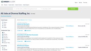 All Jobs at Diverse Staffing, Inc - Apply Now | CareerBuilder