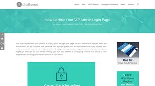 How to Hide Your WP Admin Login Page | Divi Theme Help & Tutorials