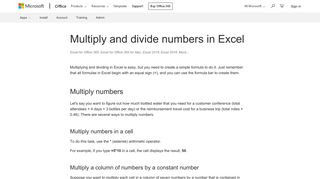 Multiply and divide numbers in Excel - Office Support