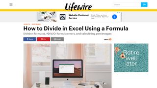 How to Divide in Excel Using a Formula - Lifewire
