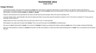 Incremental Java Integer Division - UMD CS
