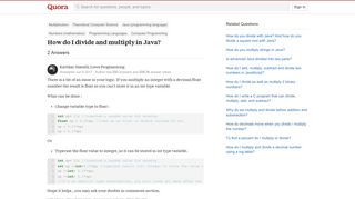 How to divide and multiply in Java - Quora