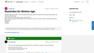 Keystrokes for division sign. - Microsoft Community