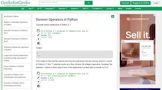 Division Operators in Python - GeeksforGeeks