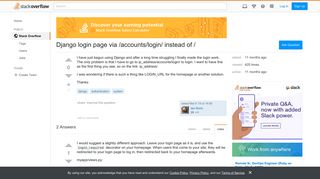 Django login page via /accounts/login/ instead of / - Stack Overflow