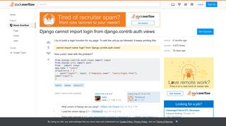 django cannot import login from django.contrib.auth.views - Stack ...