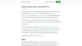 Django Login/Logout Tutorial (Part 1) - William S. Vincent