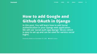 How to add Google and Github OAuth in Django | Fosstack