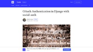 OAuth Authentication in Django with social-auth – Trabe – Medium
