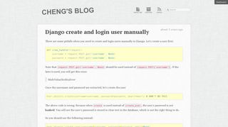 Django create and login user manually « Cheng's Blog