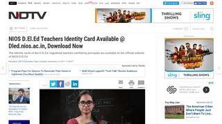 NIOS D.El.Ed Teachers Identity Card Available @ Dled ... - NDTV.com