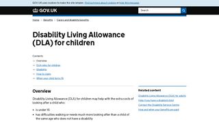Disability Living Allowance (DLA) for children - GOV.UK