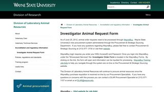 Investigator Animal Request Form - Division of Laboratory Animal ...