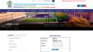 Admin Login | Jaypee Institue of information Technology