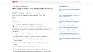 How easy is it to reset your D-Link router password? - Quora