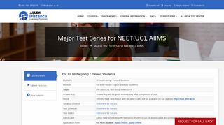 ALLEN's Major Test Series for NEET (UG), AIIMS 2019 ... - Allen DLP