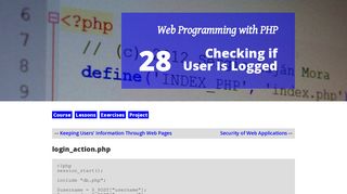 Web Programming with PHP: 28 Checking if User Is Logged